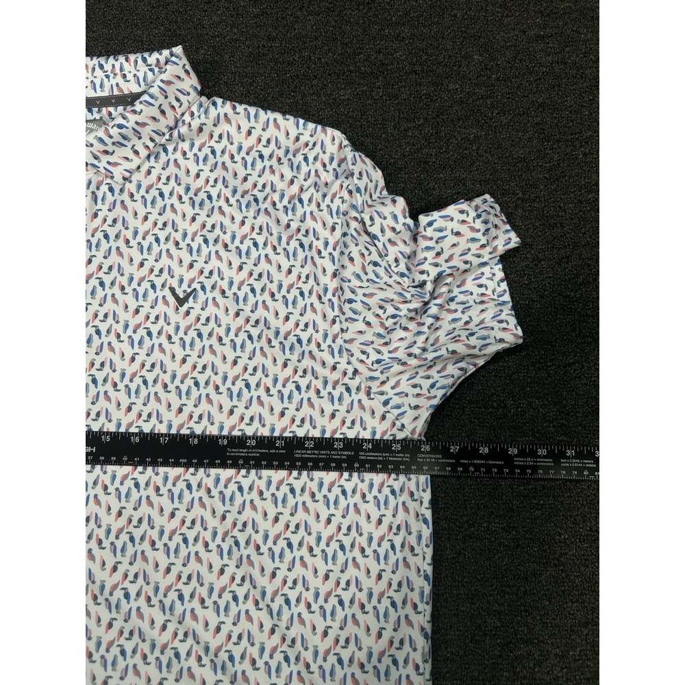 Callaway Golf Polo Shirt Men's XXL 2XL Birds Parrots Geometric Stretch Wicking - Picture 6 of 7